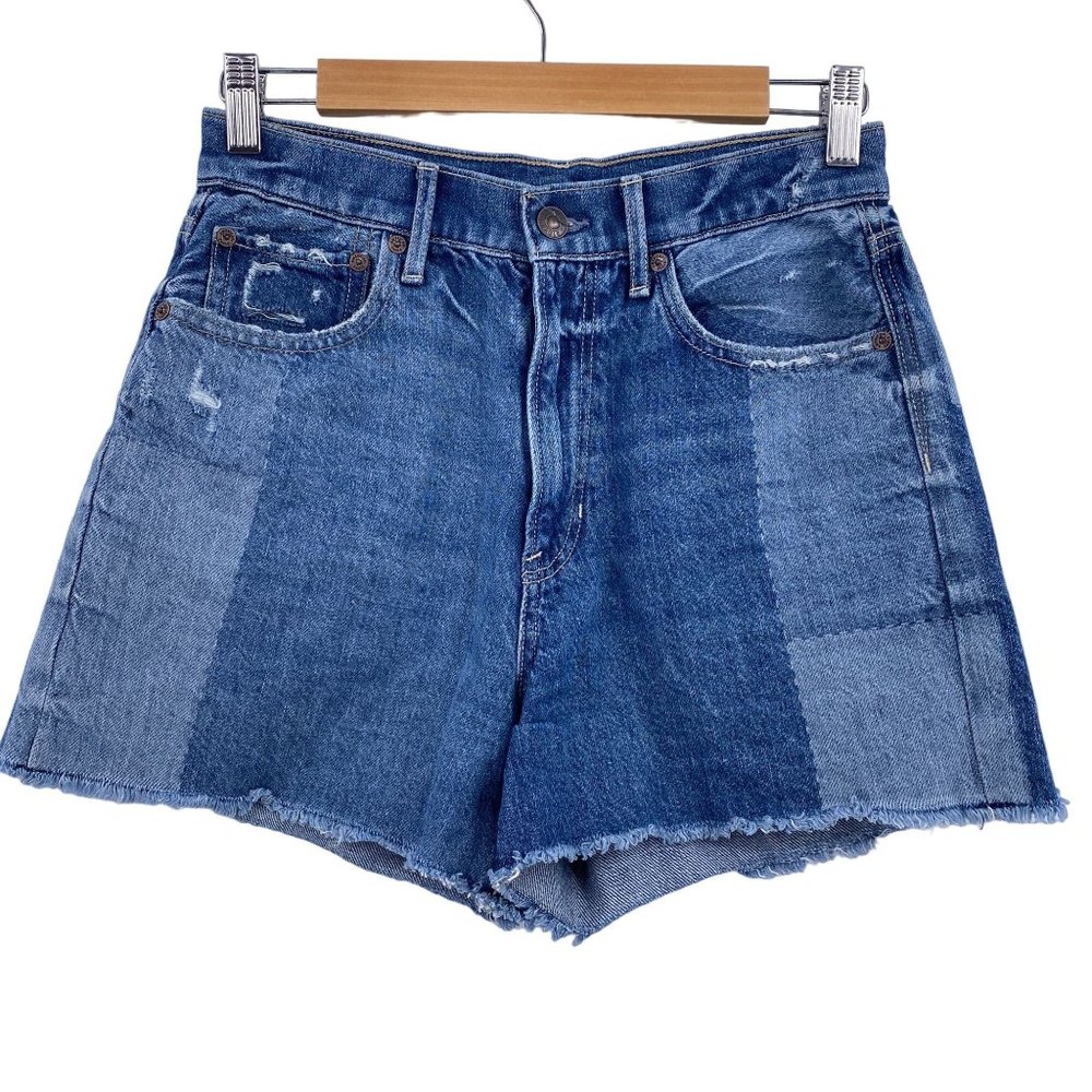 American Eagle Highest Rise 90s boyfriend shorts size 4 patchwork denim